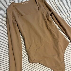 Women's Tan Long Sleeve Bodysuit